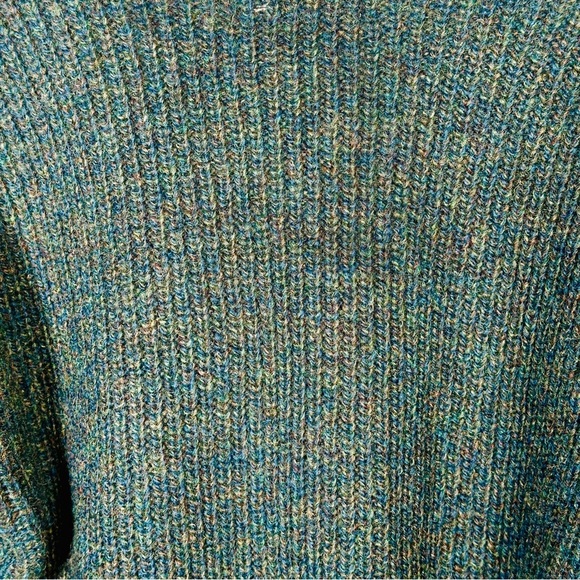The Eagle’s Eye Shetland Wool V-Neck Sweater Rib Knit Vintage Academia Blue Med - Picture 8 of 8